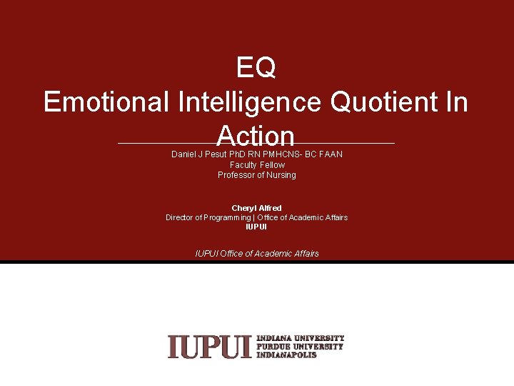 EQ Emotional Intelligence Quotient In Action Daniel J Pesut Ph. D RN PMHCNS- BC