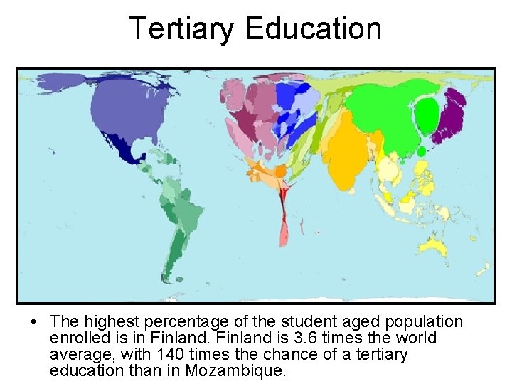 Tertiary Education • The highest percentage of the student aged population enrolled is in