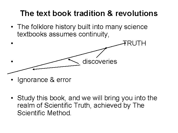 The text book tradition & revolutions • The folklore history built into many science