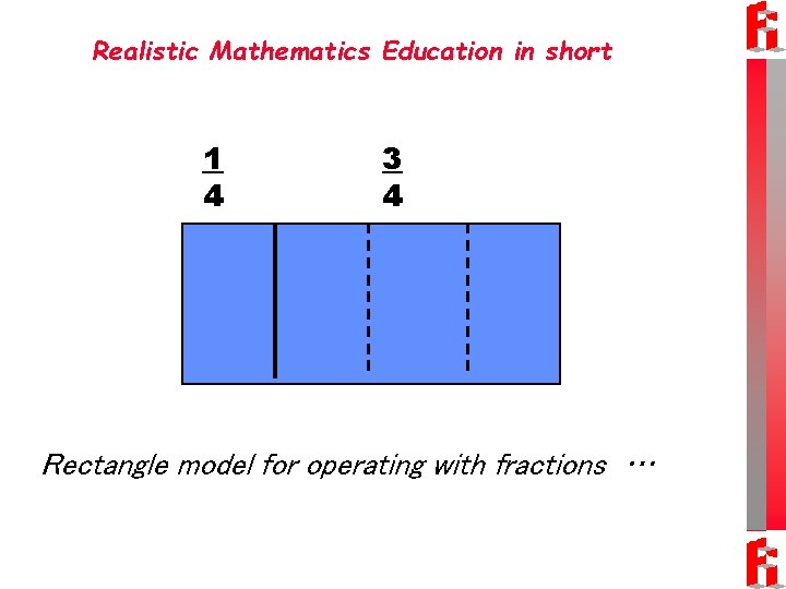 Realistic Mathematics Education in short 1 4 3 4 Rectangle model for operating with