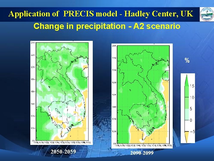 Application of PRECIS model - Hadley Center, UK Change in precipitation - A 2