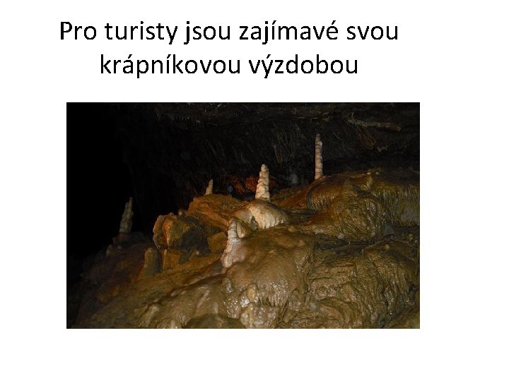 Pro turisty jsou zajímavé svou krápníkovou výzdobou 
