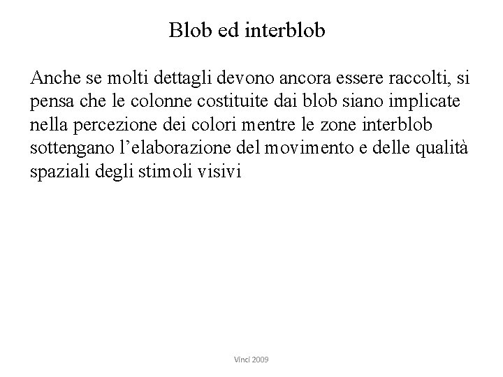 Blob ed interblob Anche se molti dettagli devono ancora essere raccolti, si pensa che