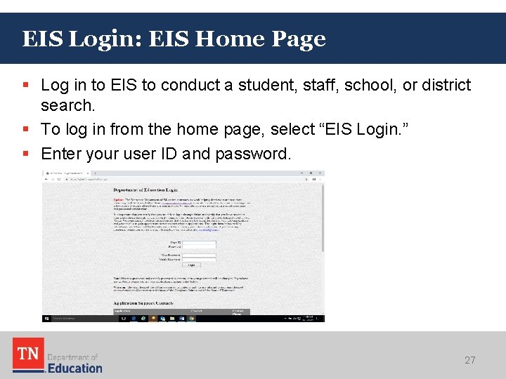 EIS Login: EIS Home Page § Log in to EIS to conduct a student, EIS Login: EIS Home Page § Log in to EIS to conduct a student,