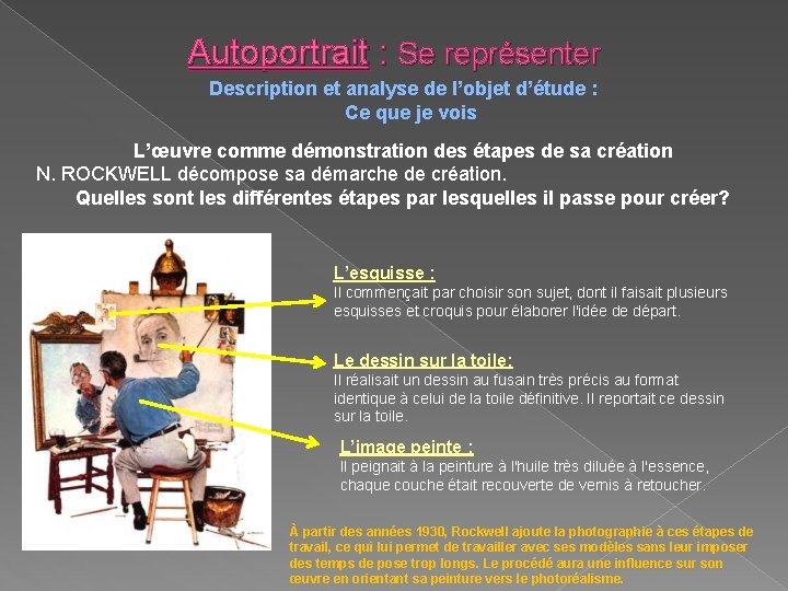 Autoportrait : Se représenter Description et analyse de l’objet d’étude : Ce que je