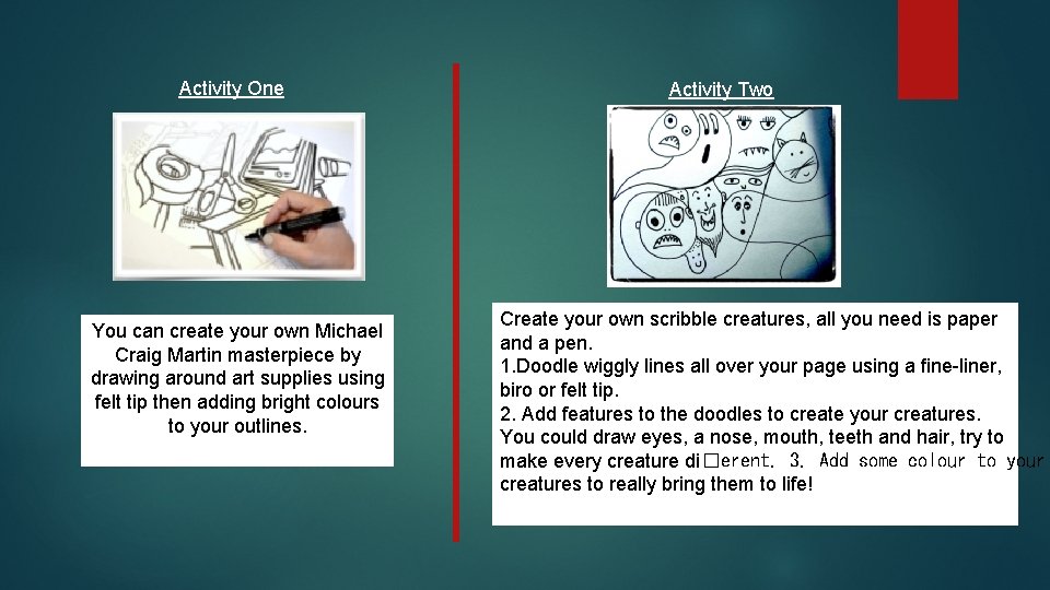 Activity One You can create your own Michael Craig Martin masterpiece by drawing around