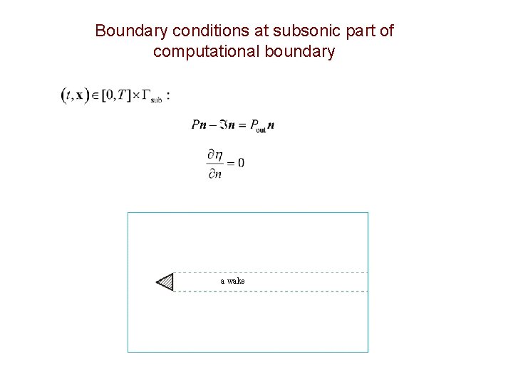 Boundary conditions at subsonic part of computational boundary a wake 