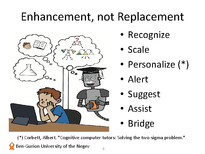 Enhancement, not Replacement • • Recognize Scale Personalize (*) Alert Suggest Assist Bridge (*)