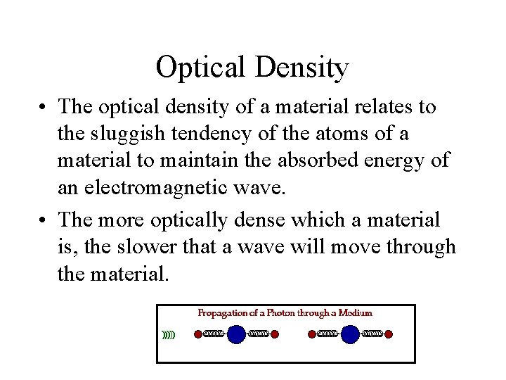 Optical Density • The optical density of a material relates to the sluggish tendency
