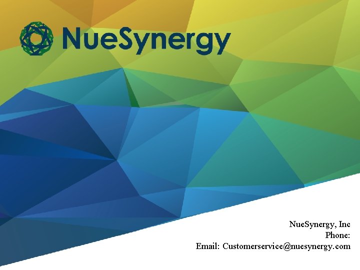 Gill Sans- size 44 Nue. Synergy, Inc Phone: Email: Customerservice@nuesynergy. com 