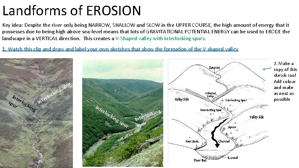 Landforms of EROSION Key idea: Despite the river only being NARROW, SHALLOW and SLOW