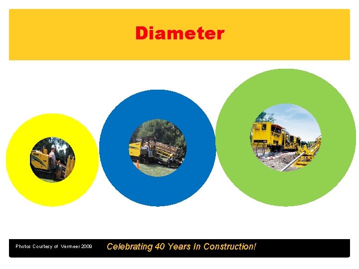 Diameter Photos Courtesy of Vermeer 2009 Celebrating 40 Years In Construction! 