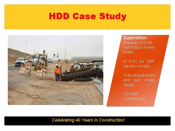 HDD Case Study Superstition Freeway (US 60) Val Vista to Power Road 4” PVC