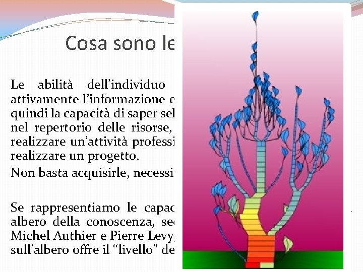 Cosa sono le competenze? Le abilità dell’individuo a trasformare e utilizzare attivamente l’informazione e Cosa sono le competenze? Le abilità dell’individuo a trasformare e utilizzare attivamente l’informazione e
