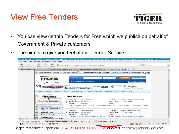 View Free Tenders • You can view certain Tenders for Free which we publish