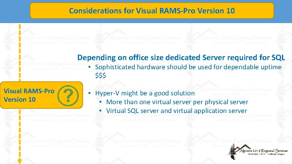 Considerations for Visual RAMS-Pro Version 10 Depending on office size dedicated Server required for