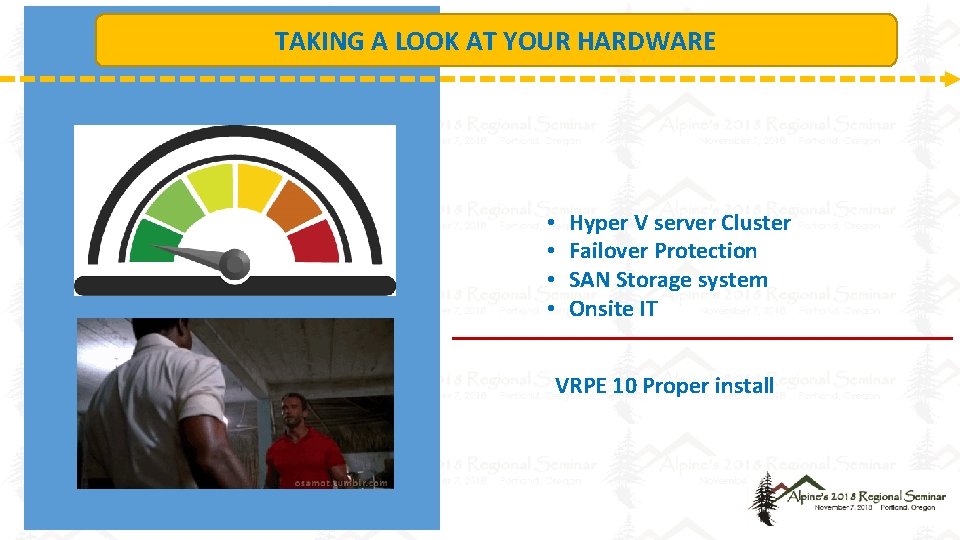 TAKING A LOOK AT YOUR HARDWARE • • Hyper V server Cluster Failover Protection