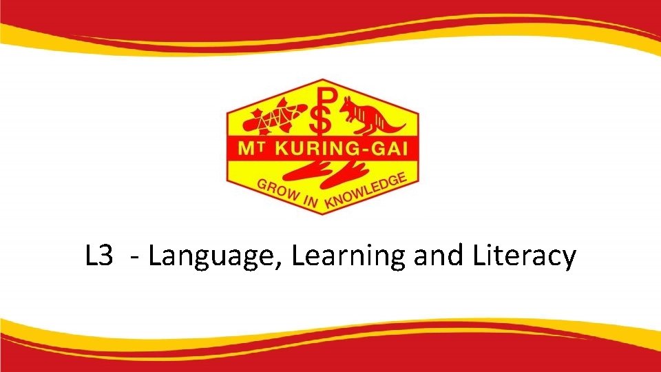 L 3 - Language, Learning and Literacy L 3 - Language, Learning and Literacy