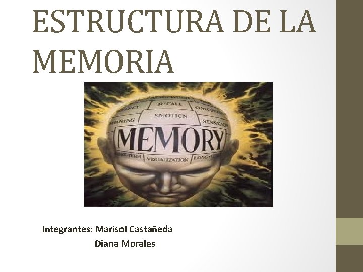 ESTRUCTURA DE LA MEMORIA Diana Morales Integrantes: Marisol Castañeda Diana Morales 