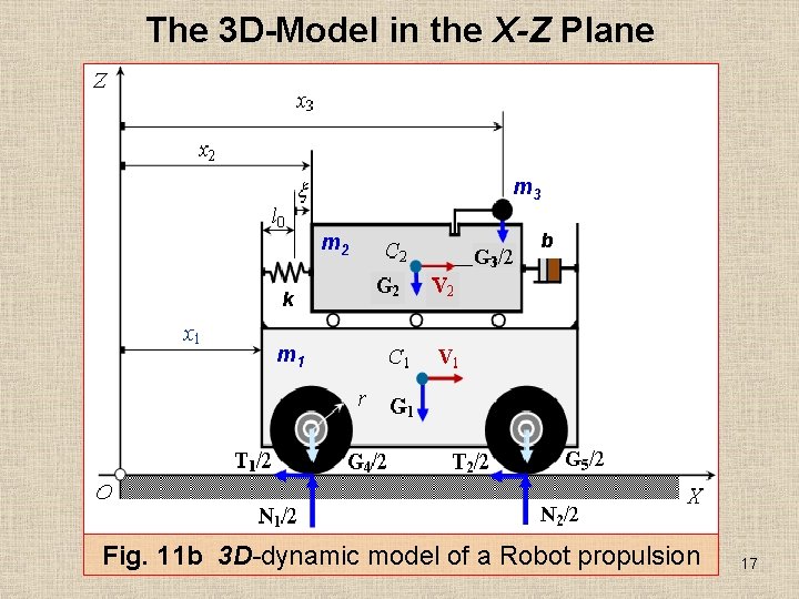 The 3 D-Model in the X-Z Plane m 3 m 2 b k m