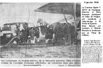 9 janvier 1938 Le Caudron Aiglon FANYV de l’équipage Mourrier et Mme Despras, participant
