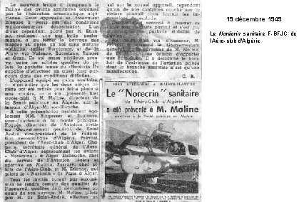 19 décembre 1949 Le Norécrin sanitaire F-BFJC de l'Aéro-club d'Algérie 