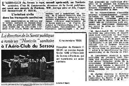 6 novembre 1954 Réception du Norécrin FBEUK, en service depuis février 1949 à l'Aéro-club