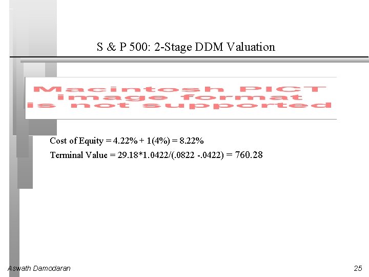 S & P 500: 2 -Stage DDM Valuation Cost of Equity = 4. 22%
