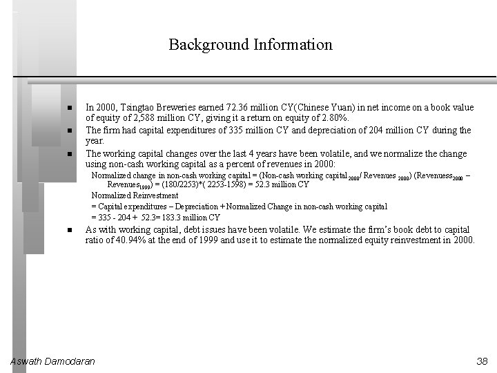 Background Information In 2000, Tsingtao Breweries earned 72. 36 million CY(Chinese Yuan) in net