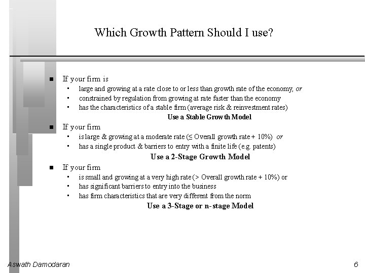 Which Growth Pattern Should I use? If your firm is • • • large