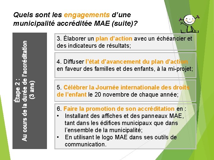 Étape 2 : Au cours de la durée de l’accréditation (3 ans) Quels sont