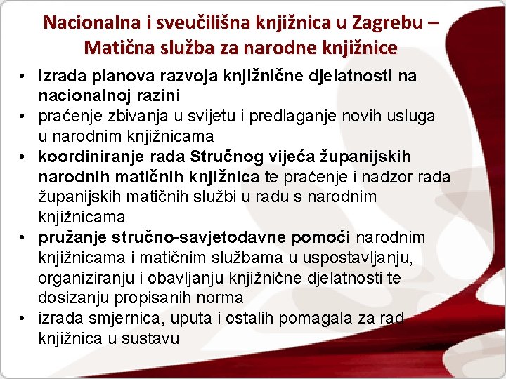 Nacionalna i sveučilišna knjižnica u Zagrebu – Matična služba za narodne knjižnice • izrada