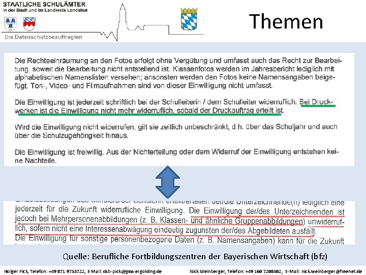 Themen Quelle: Berufliche Fortbildungszentren der Bayerischen Wirtschaft (bfz) Holger Pick, Telefon: +49 871 9753722,