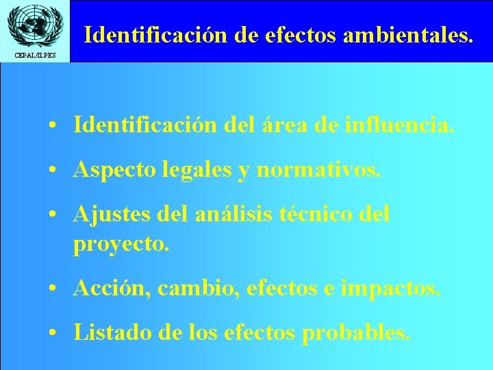 Click to edit title style Identificación de. Master efectos ambientales. CEPAL/ILPES • Identificación del