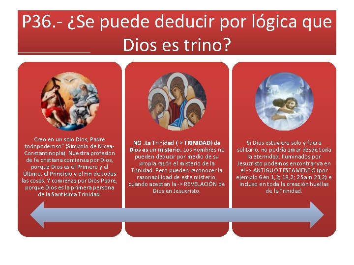 P 36. - ¿Se puede deducir por lógica que Dios es trino? Creo en