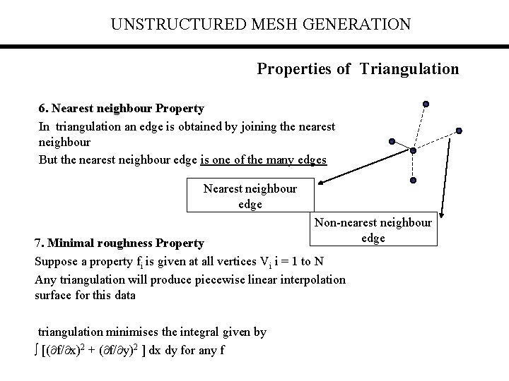 UNSTRUCTURED MESH GENERATION Properties of Triangulation 6. Nearest neighbour Property In triangulation an edge