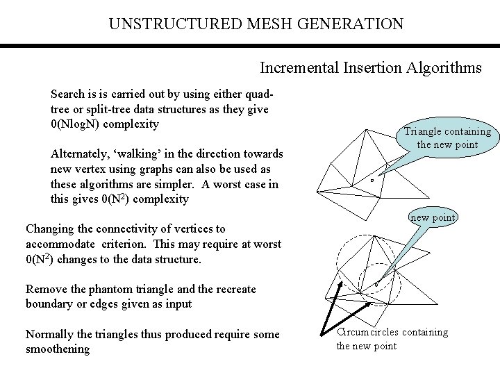 UNSTRUCTURED MESH GENERATION Incremental Insertion Algorithms Search is is carried out by using either