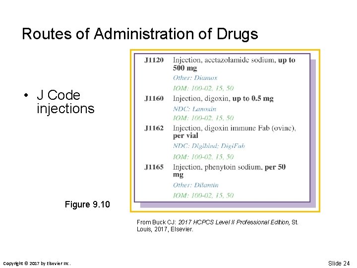 Routes of Administration of Drugs • J Code injections Figure 9. 10 From Buck