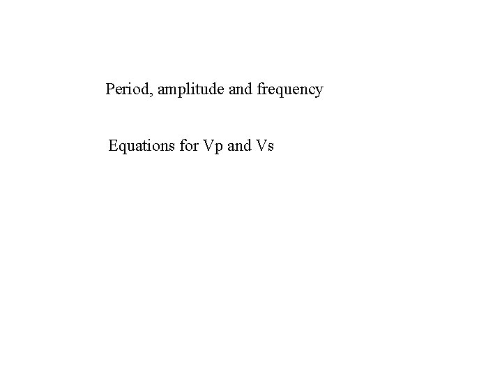 Period, amplitude and frequency Equations for Vp and Vs 