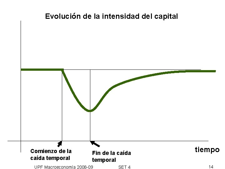 Evolución de la intensidad del capital Comienzo de la caída temporal Fin de la