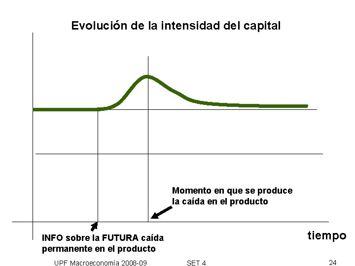 Evolución de la intensidad del capital Momento en que se produce la caída en