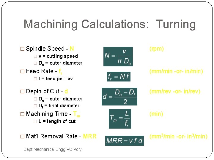 5 Machining Operations CO Describe construction working of