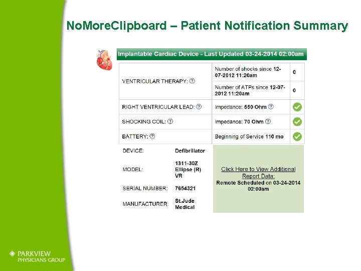  No. More. Clipboard – Patient Notification Summary 