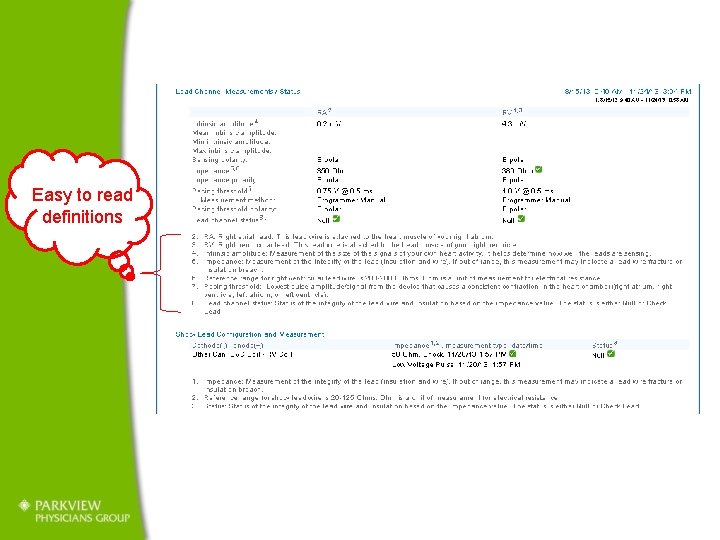 Easy to read definitions 