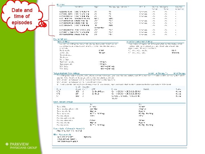 Date and time of episodes 