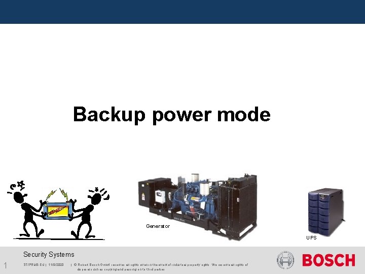 Backup power mode Generator UPS Security Systems 1 ST/PRM 3 -EU | 11/9/2020 |