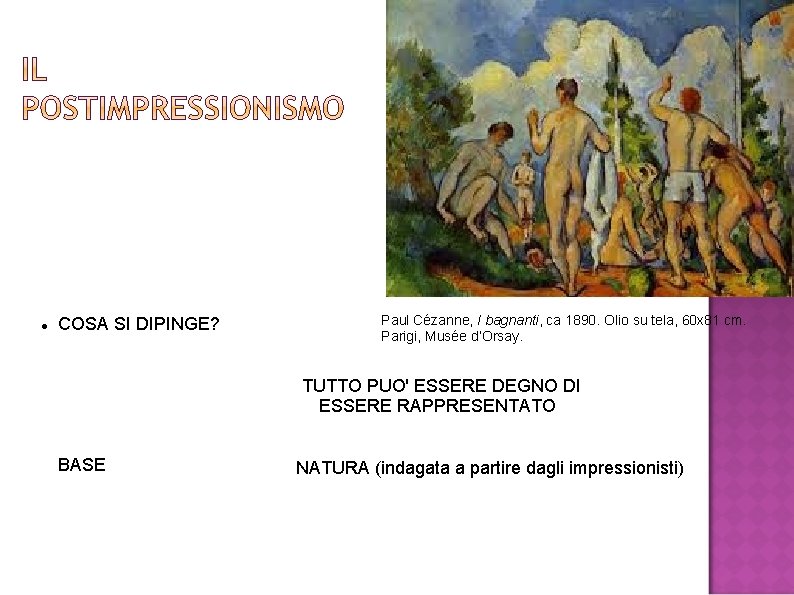  COSA SI DIPINGE? Paul Cézanne, I bagnanti, ca 1890. Olio su tela, 60