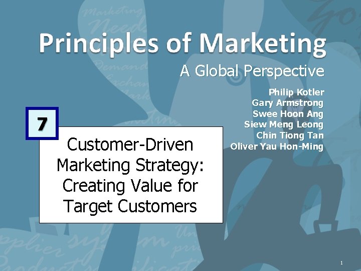 A Global Perspective 7 Customer-Driven Marketing Strategy: Creating Value for Target Customers Philip Kotler