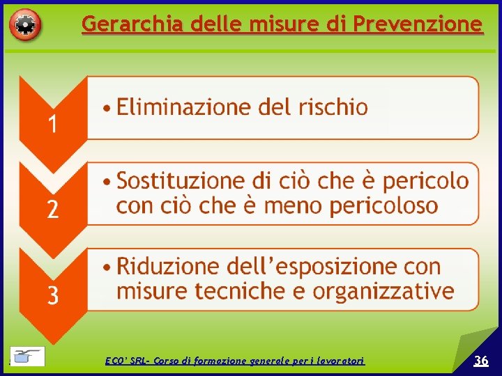 Gerarchia delle misure di Prevenzione © EPC srl ECO’ SRL- Corso di formazione generale