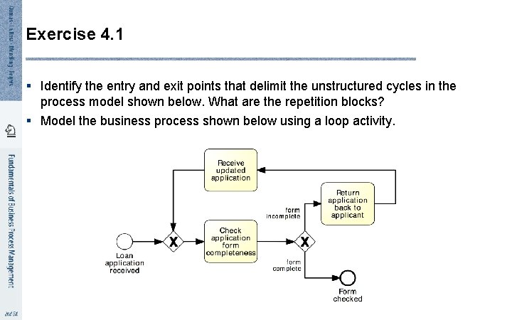 Exercise 4. 1 § Identify the entry and exit points that delimit the unstructured